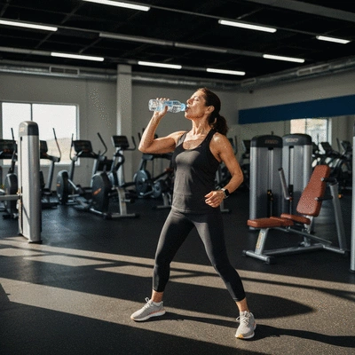 Person drinking water with electrolytes after exercise